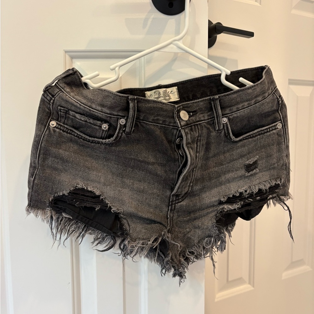 We The Free Black Denim Shorts